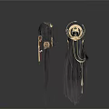 Decorative Black Long Hair Dolls With Halo And Holding Ornamental Items