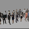 Diverse Group of Business People Standing Together in Formal Attire Interacting
