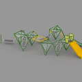 Colorful Playground Equipment With Green Metal Frames Yellow Slide And Climbing Nets