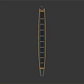 Long Blue Water Vessel With Multiple Seats Yellow Edges And Wooden Structure Design