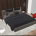 Dark Double Bed With Wooden Wall Paneling Large Window Sea View Greenery And Open Book