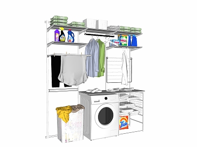 modern washing machine balcony laundry area accessories machine cooking utensils dustbin refrigerator model