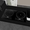 Modern Black Kitchen Countertop With Built In And Portable Induction Cooktops And Countertop Oven Appliances