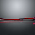 Red Decorative Knife With Shiny Blade And Ornate Metal Handle Design