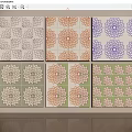Retro Tile Small Tile Seamless Ceramic Mosaic Classic Color Matching Hong Kong Style Retro Chinese Traditional Mosaic Pattern 3d model