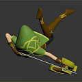 Elven Female Archer Wearing Green Hood Aiming Yellow Bow Arrow