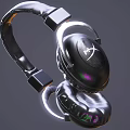 Premium Black Over Ear Headphones With Leather Earpads Metal Frame And RGB Lighting