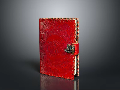 Red Leather Notebook With Embossed Pattern And Decorative Clasp For Daily Use 3d model