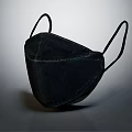 Black Protective Face Mask With Elastic Ear Loops For Daily Use 3d model