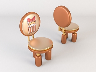 Modern children's chair wooden children'stool 3d model