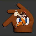 Brown Haired Girl With White Wings Sitting On Orange Creature Shaped Seat