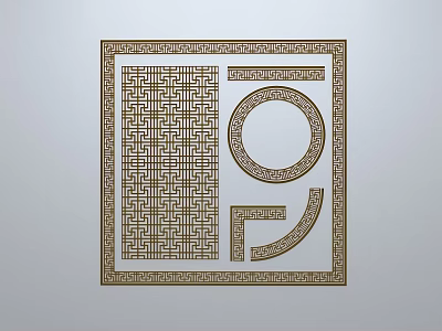 Chinese-style window grilles line silhouette pane window sill border engraved window edge strip construction 3d model