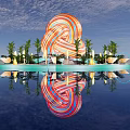 Modern City Sculpture Mobius Loop Color Tube Abstract Sculpture 3d model