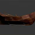 Traditional Red Wooden Water Transport Boat With Wooden Paddle And Classic Design