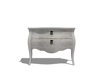 Elegant White Bedside Table With Two Drawers And Curved Design Elements 3d model