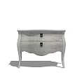 Elegant White Bedside Table With Two Drawers And Curved Design Elements 3d model