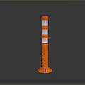 Orange Traffic Safety Bollard With White Reflective Stripes And Stable Base