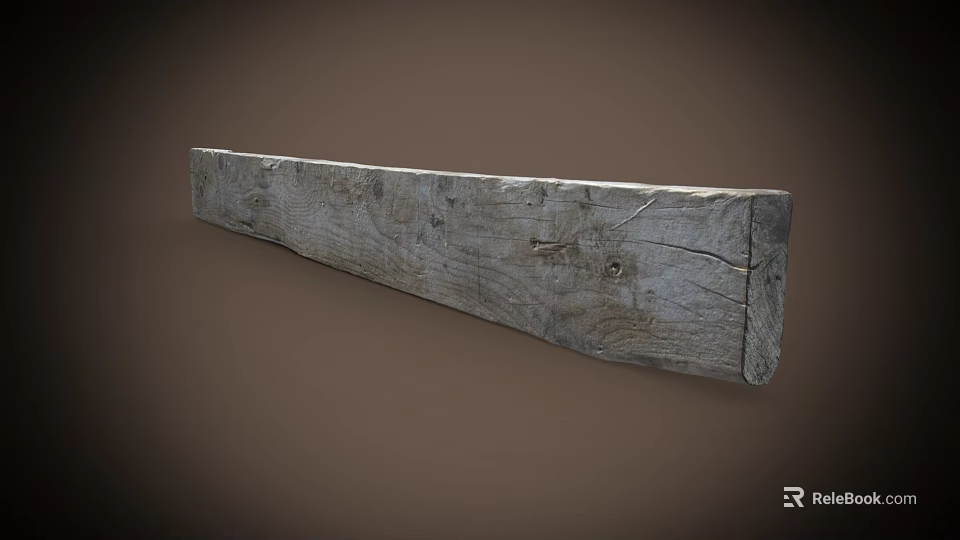 Rustic Wooden Beam with Natural Weathered Texture Knots and Detailed Grain Surface 3d model 