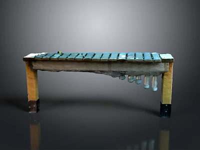Classic Wooden Xylophone With Wooden Bars And Metal Resonators Musical Instrument 3d model
