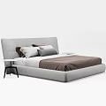 Modern Double Bed With Gray Headboard Pillows Blanket And Side Table 3d model