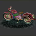 Red Vintage Motorcycle with Brown Seat and Fuel Tank Displayed on Dark Background
