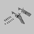 Futuristic Black Guns With Metallic Structure LED Lights Sleek Design And Ammunition
