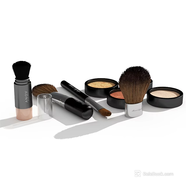 Premium Makeup Cosmetics Collection With Professional Brushes Powder Blush And Foundation 3d model 