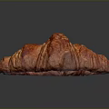 Freshly Baked Flaky Croissant With Golden Buttery Layers On Dark Background