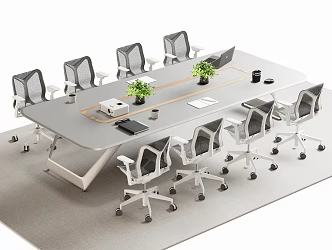 Modern Meeting Table and Chair Office Desk and Chair 3d model