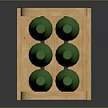 Wooden Crate Filled With Green Glass Bottles On Dark Surface