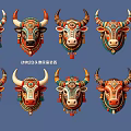 Colorful 2024 Zodiac Ox Head Wall Decorations For Festive