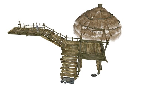 New Chinese-style thatched cottage thatched cottage 3d model