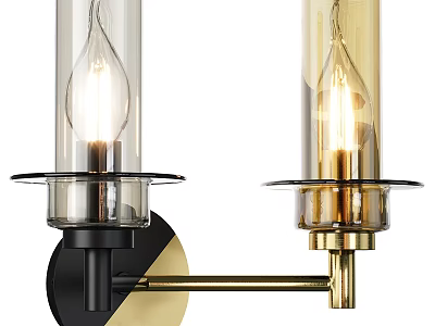Modern Wall Lamps With Glass Shades Gold And Black Metal Brackets Clear Bulbs 3d model