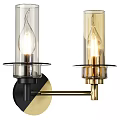 Modern Wall Lamps With Glass Shades Gold And Black Metal Brackets Clear Bulbs