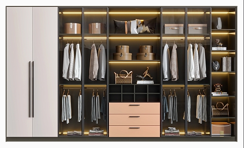 Modern Wardrobe Solid Wood Wardrobe Master Bedroom Wardrobe to Top Style Multifunctional 3d model