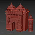 European Style Architectural Model With Arched Entrance Domes And Decorative Towers