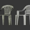 Durable Three Plastic Chairs With White And Gray Ergonomic Backrest And Armrest Design