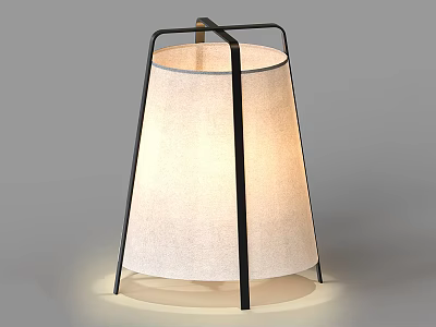 Modern Minimalist Table Lamp With Black Metal Frame And Beige Fabric Shade 3d model