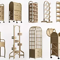 Versatile Storage Racks and Shelves with Rattan Design Drawers Multi Tiered Structures 3d model