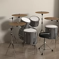 Modern Complete Drum Kit With Multiple Drums Cymbals And Stool For Home Music Room