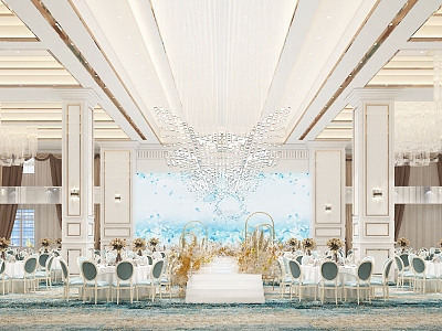 Light French Ballroom Crystal Chandelier Wall Lamp 3d model