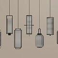 Modern Pendant Lights Featuring Various Designs Decorative Dots And Fabric Metal Frames 3d model