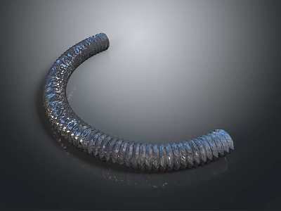 Metallic Curved Corrugated Hose With Shiny Surface And Flexible Structure 3d model