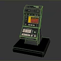 Retro Cash Register Machine With Yellow Display Screen Control Buttons And Black Base