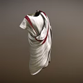 White Ancient Style Tunic With Red Decorative Trim And Draped Fabric 3d model