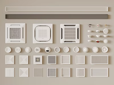 Various Types of Air Conditioner Vents with Different Design Styles 3d model