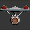 U.S.S. Enterprise Cosmic Spaceship Model With Disc Shaped Design Blue Engines And Red Thrusters
