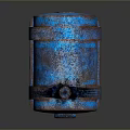 Vintage Blue Rusty Barrel Shaped Household Storage Item For Daily Use