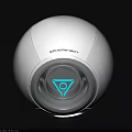 Smart Sphere Bot With White Body And Blue Glowing Triangle Logo 3d model