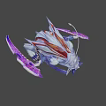 White Fox Game Movie Character With Red Accents Multiple Tails And Purple Pink Bow Flying